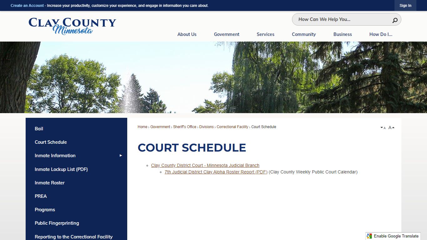 Court Schedule | Clay County, MN - Official Website